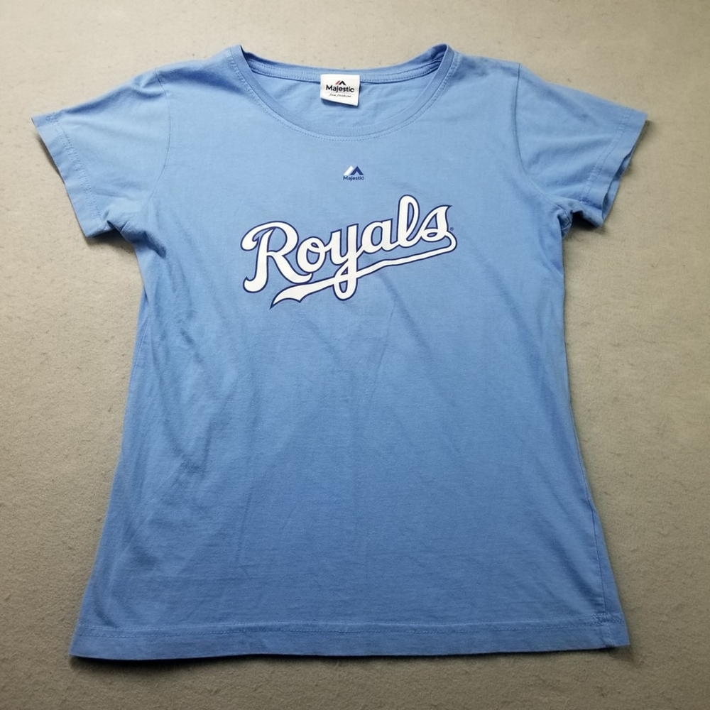 Kansas City Royals T-Shirt Womens Size M Blue Majestic #15 Merrifield MLB